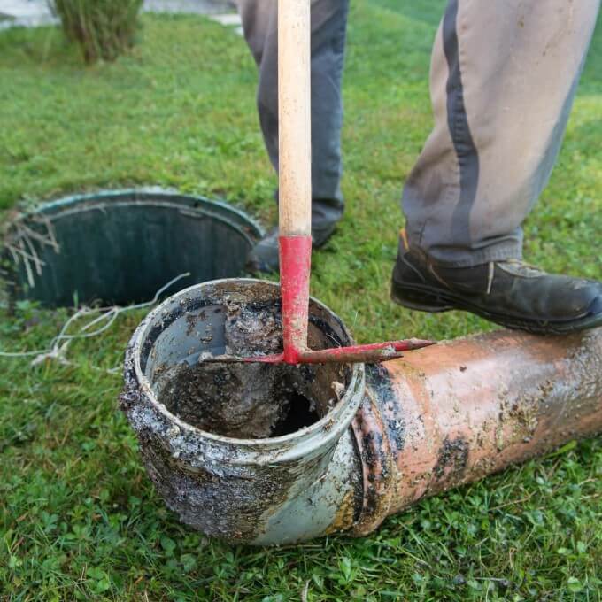 Outdoor Drain Being Cleaned